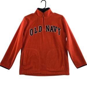 Vintage Y2K Old Navy Youth Orange Fleece Quarter Zip Size L